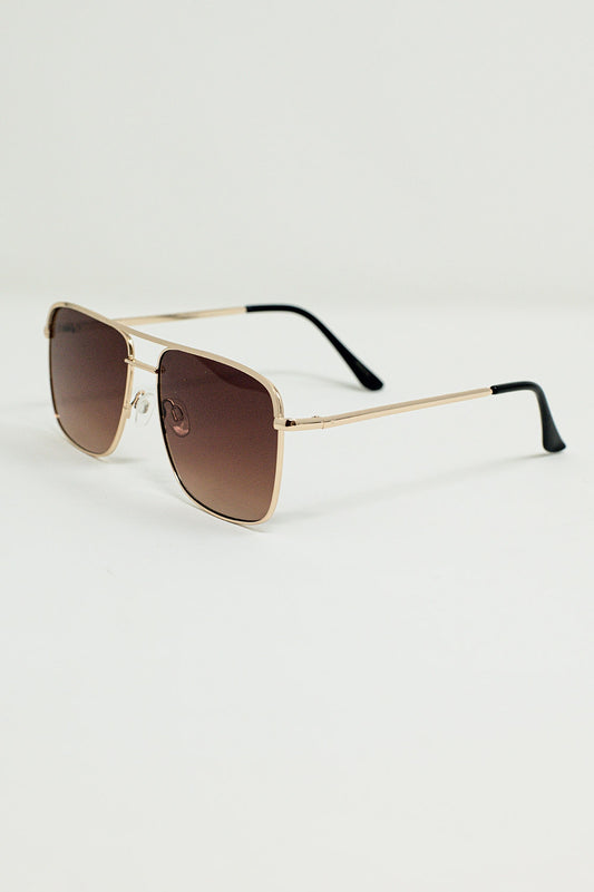 Aviator vintage sunglasses with golden rim in tan | Just Cool Beans
