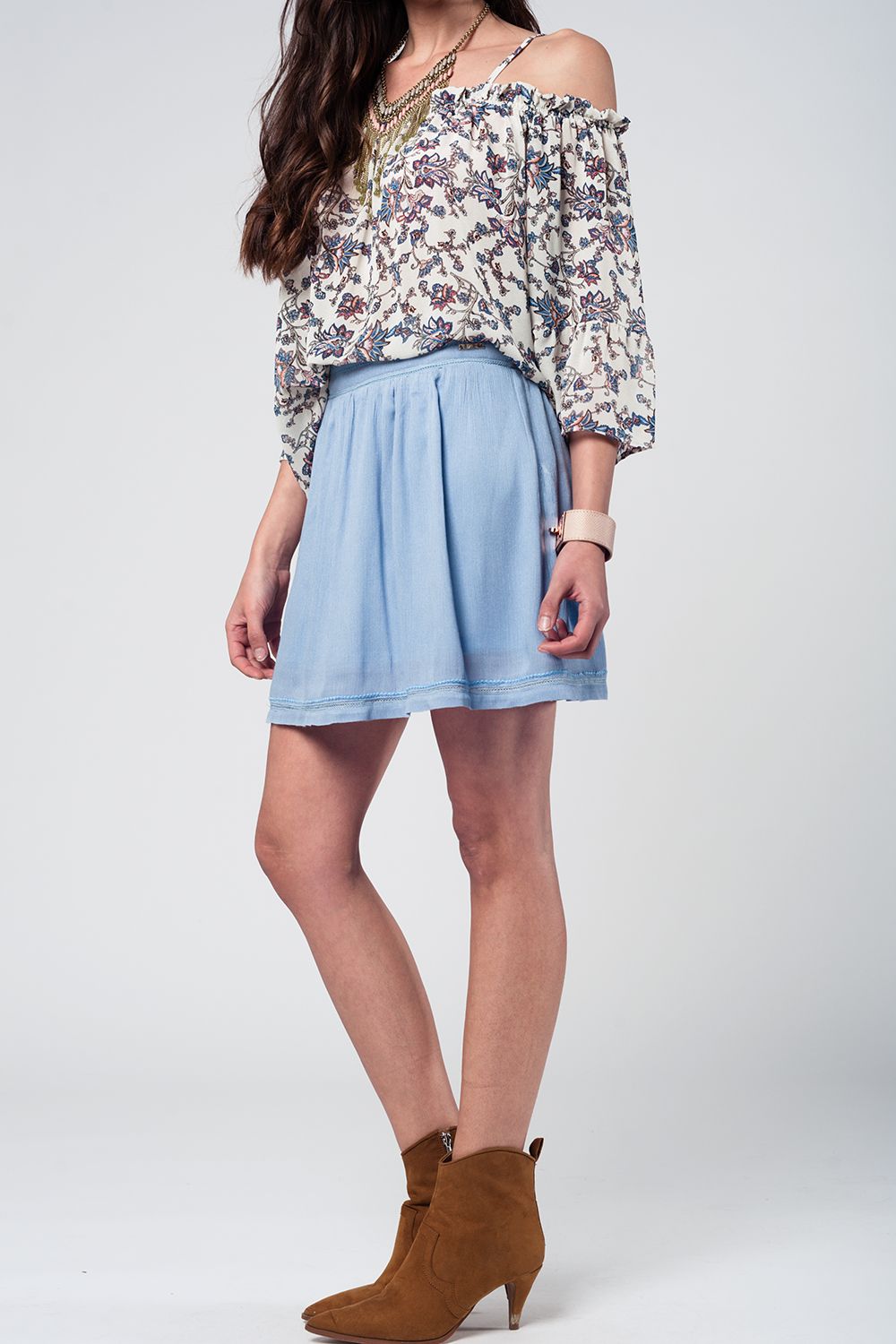 Aztec blue mini skirt | Just Cool Beans — skirts