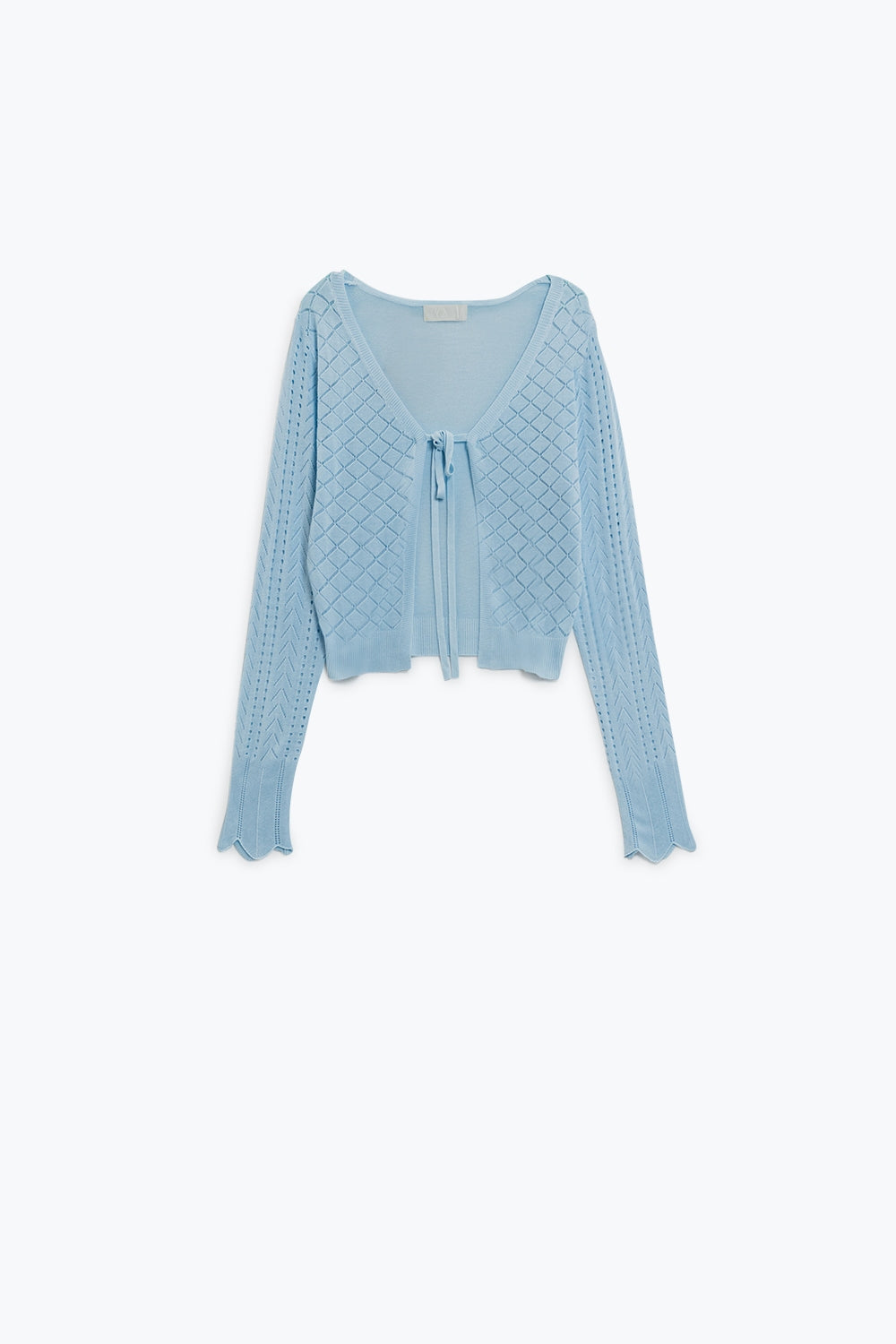 Baby blue cardigan with argyle print and tie closing | Just Cool Beans — sweaters | tops
