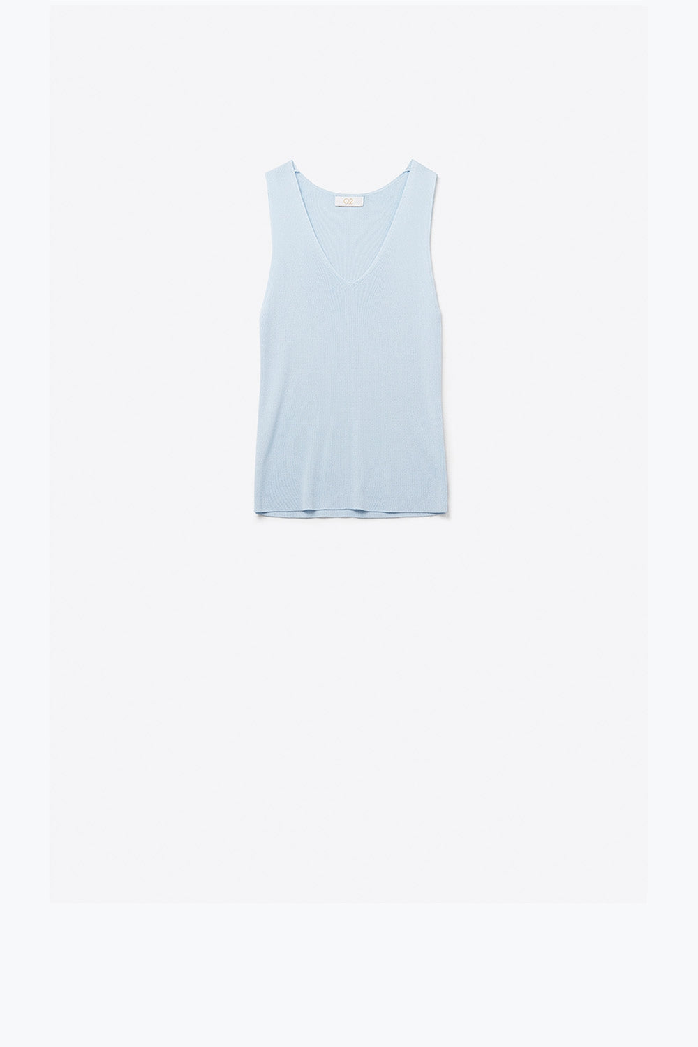 Baby blue sleeveless fine knitted top with v-neck | Just Cool Beans — sweaters | tops