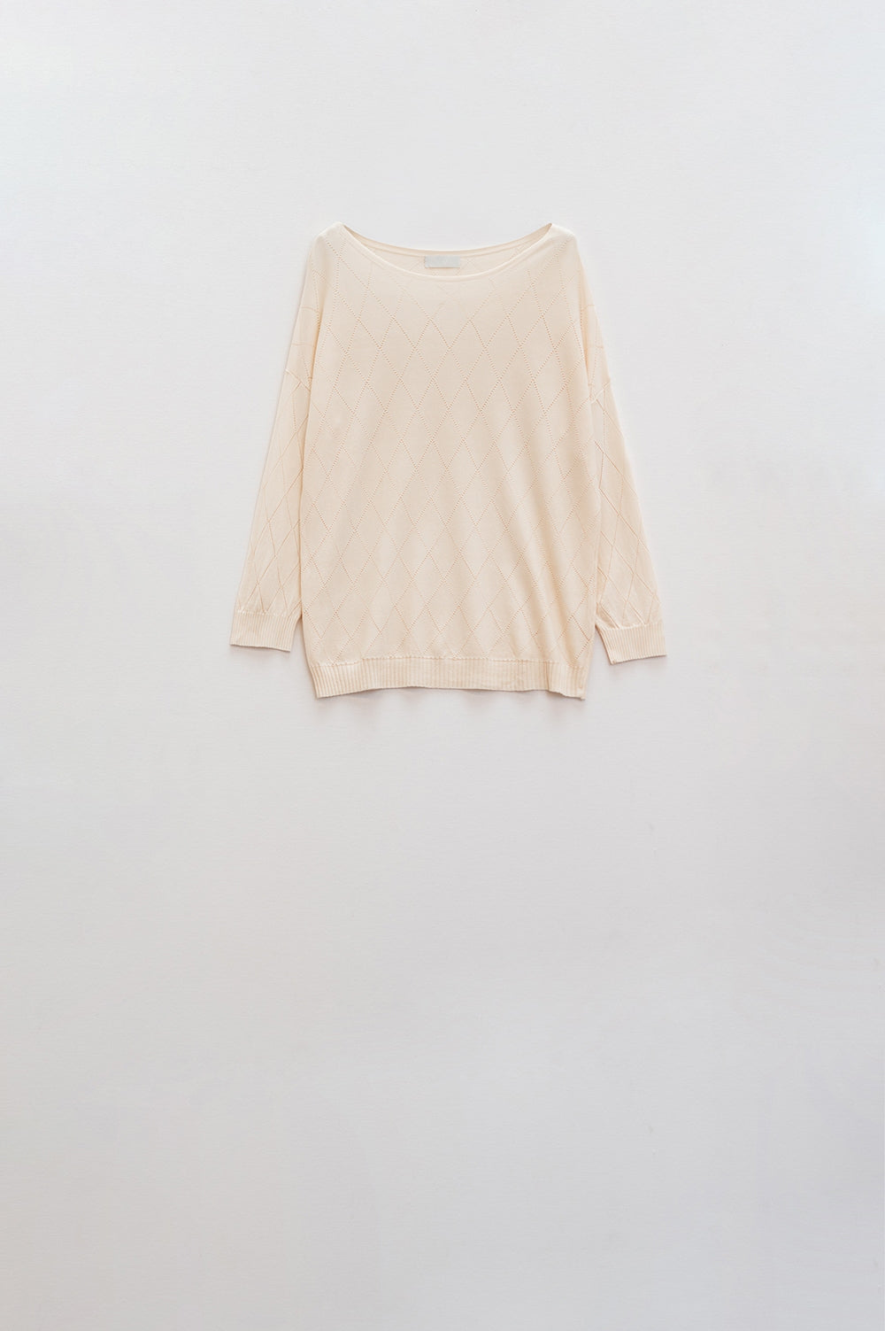 Beige sweater in argyle print with boat neck | Just Cool Beans — sweaters | tops