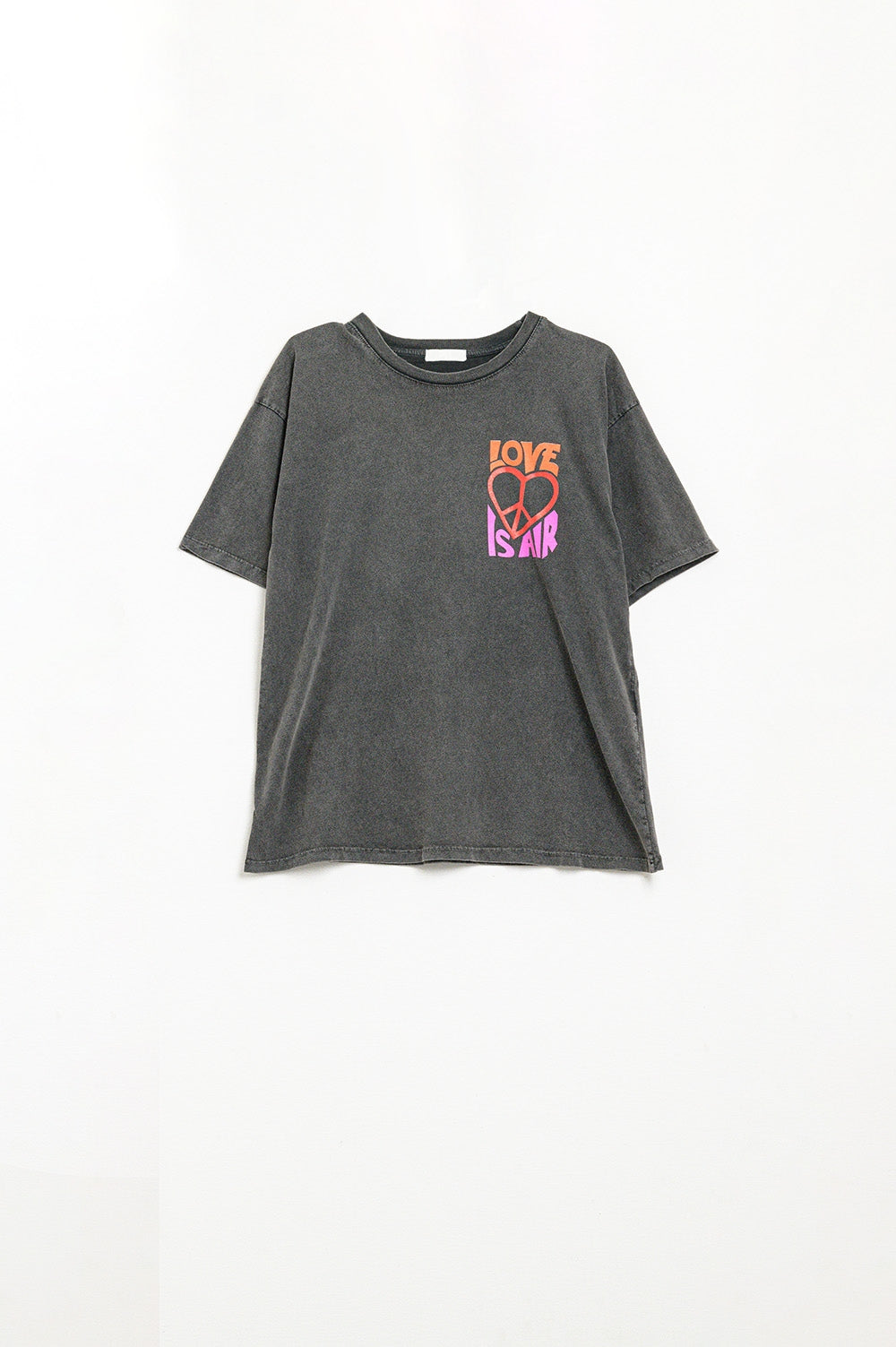 Black t-shirt with love is air and heart with peace logo | Just Cool Beans — tops