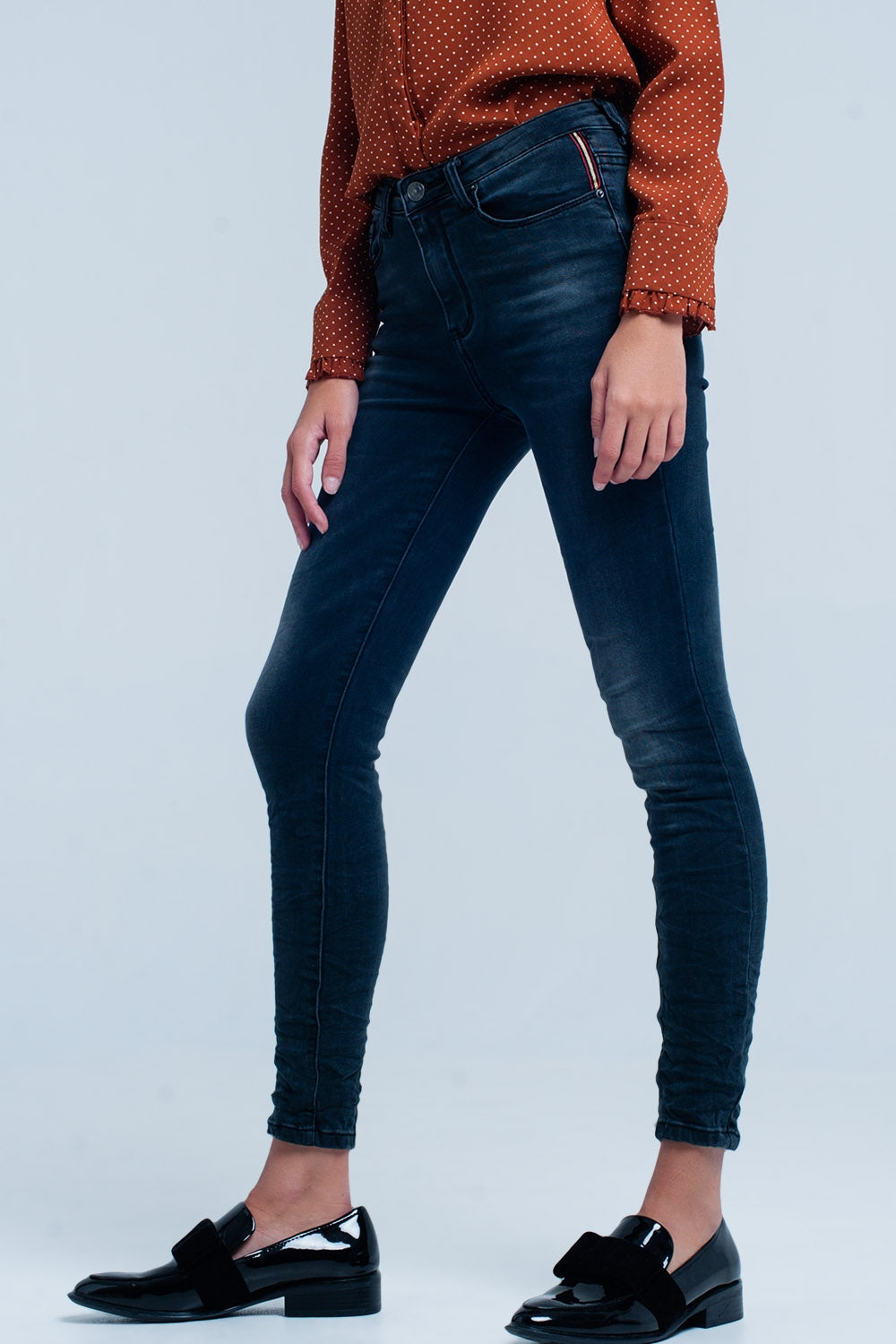 Black wrinkled skinny high-waisted jeans | Just Cool Beans — jeans | the denim shop