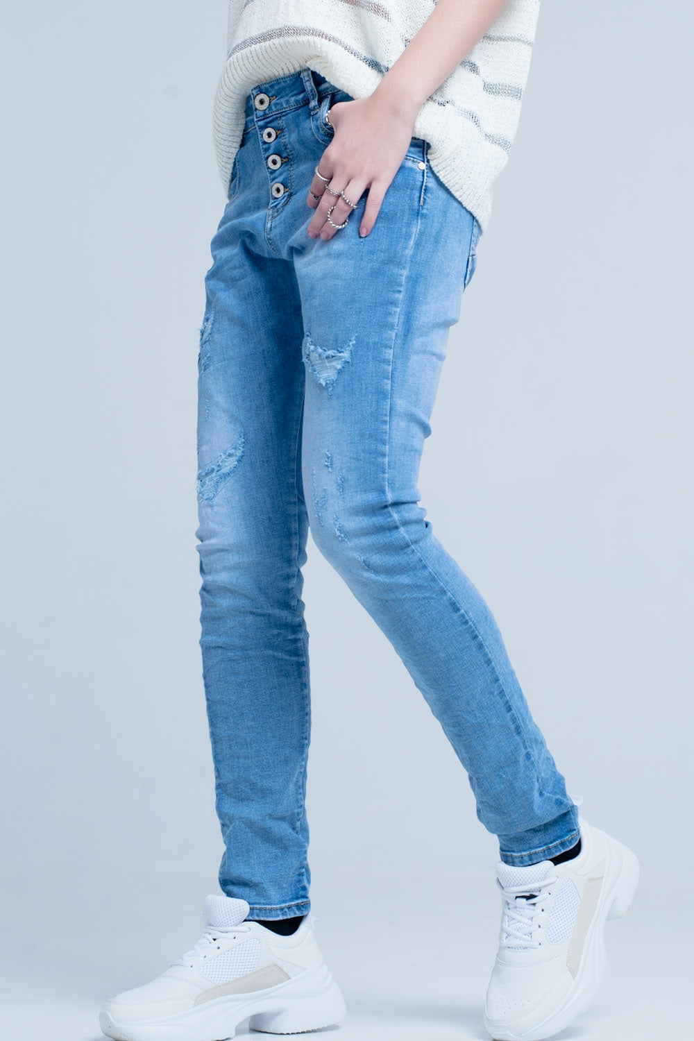 Blue distressed boyfriend jeans | Just Cool Beans — jeans | the denim shop