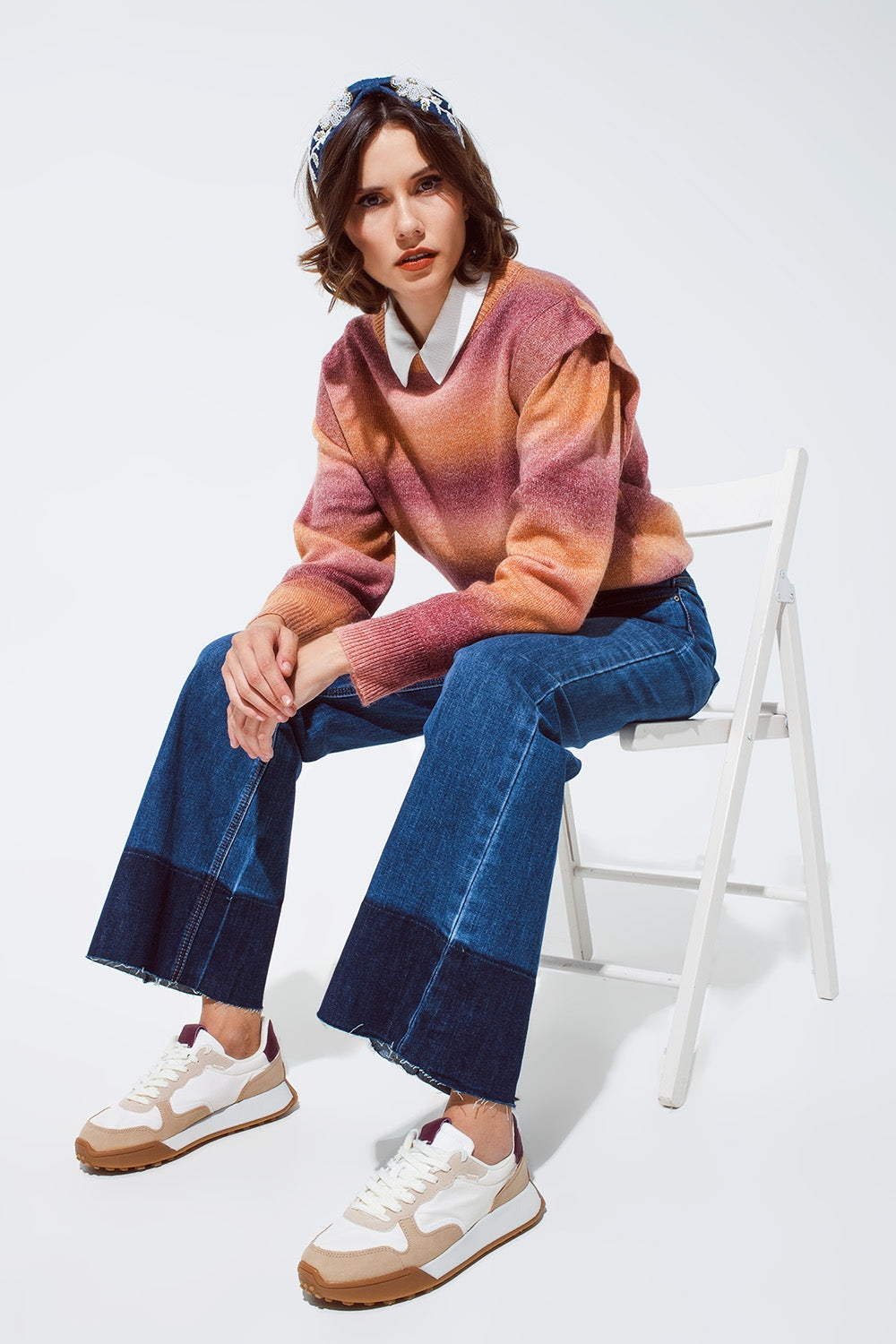 Blue flaired jeans with dark blue hem | Just Cool Beans — jeans | the denim shop