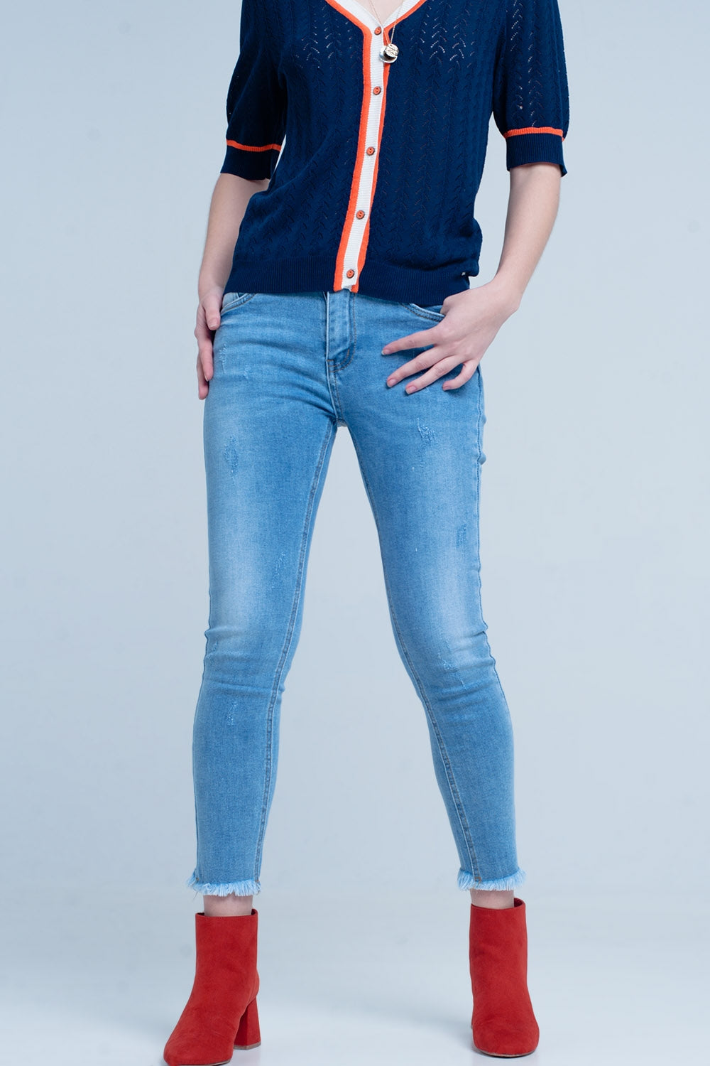 Blue fringed skinny jeans | Just Cool Beans — jeans | the denim shop
