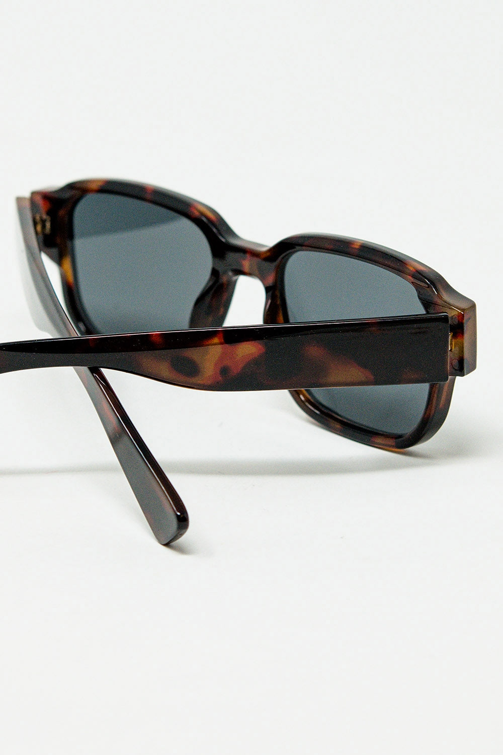 Brown chunky square sunglasses in crystal grey | Just Cool Beans