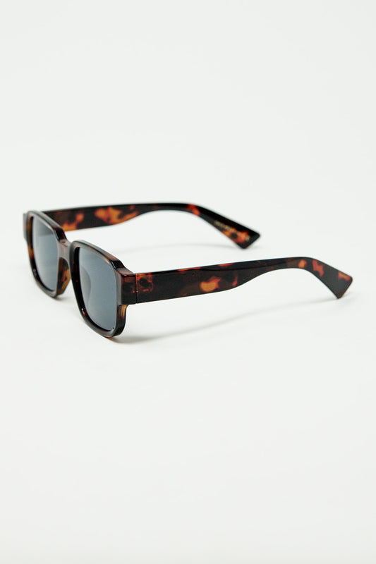 Brown chunky square sunglasses in crystal grey | Just Cool Beans