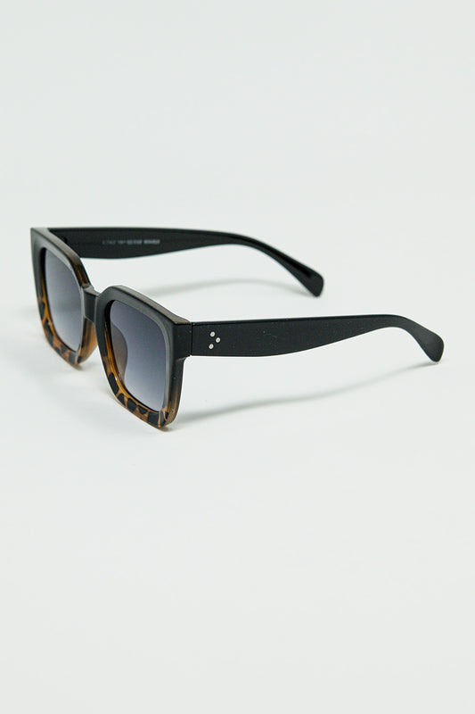Brown square sunglasses with gradient in animal print | Just Cool Beans