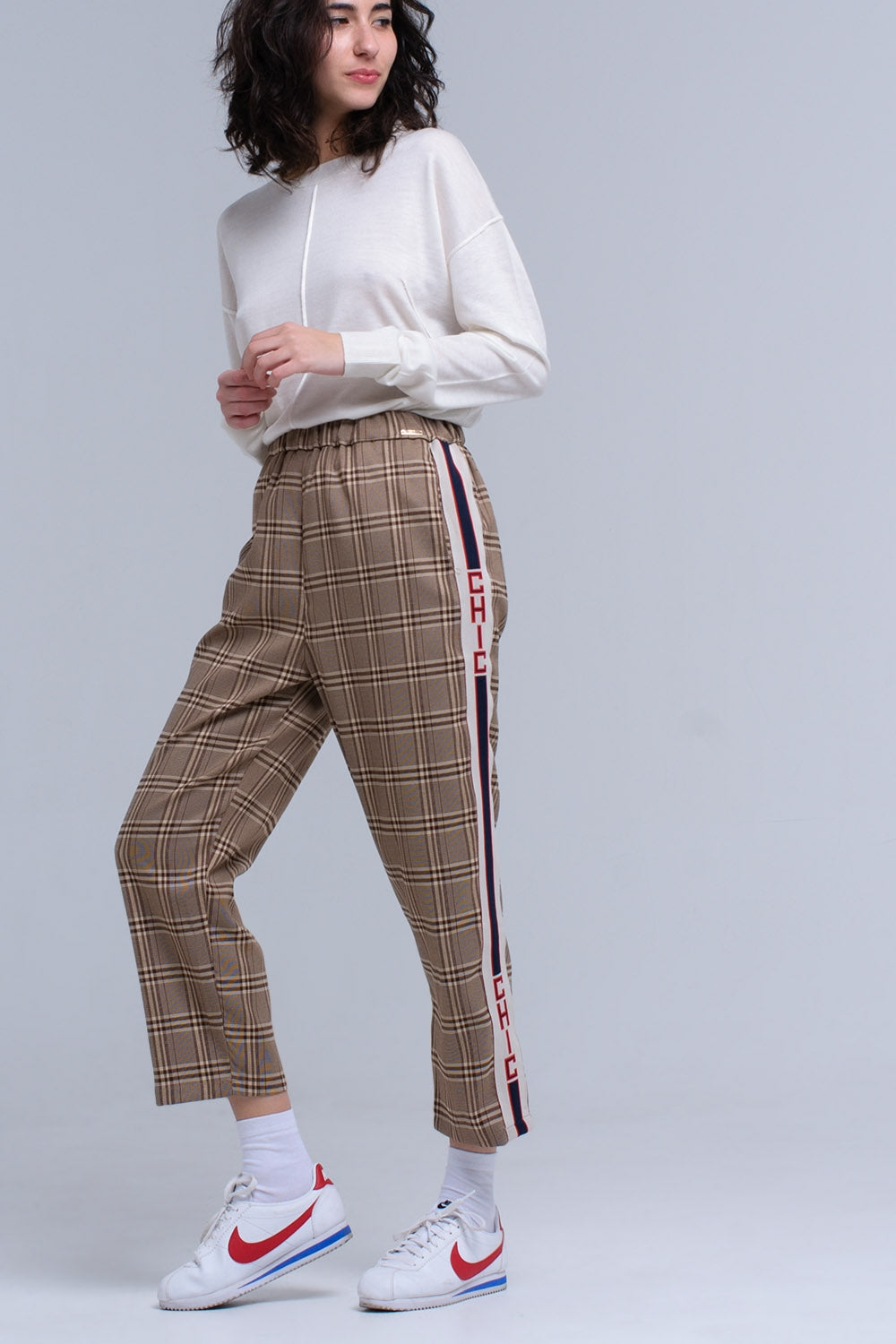 Brown tartan pattern pants | Just Cool Beans — pants | bottoms