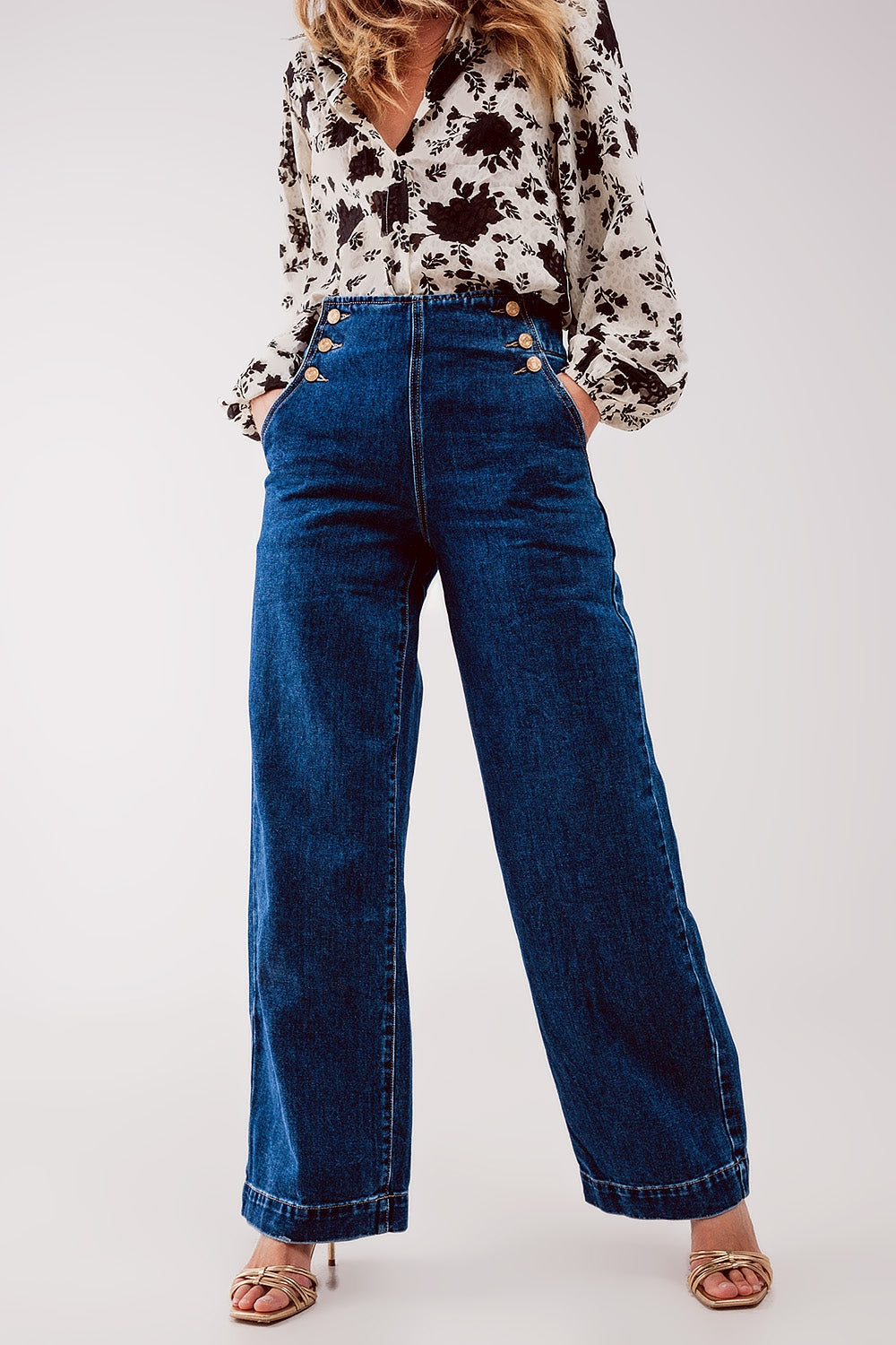 Button front jean in mid blue | Just Cool Beans — jeans | the denim shop