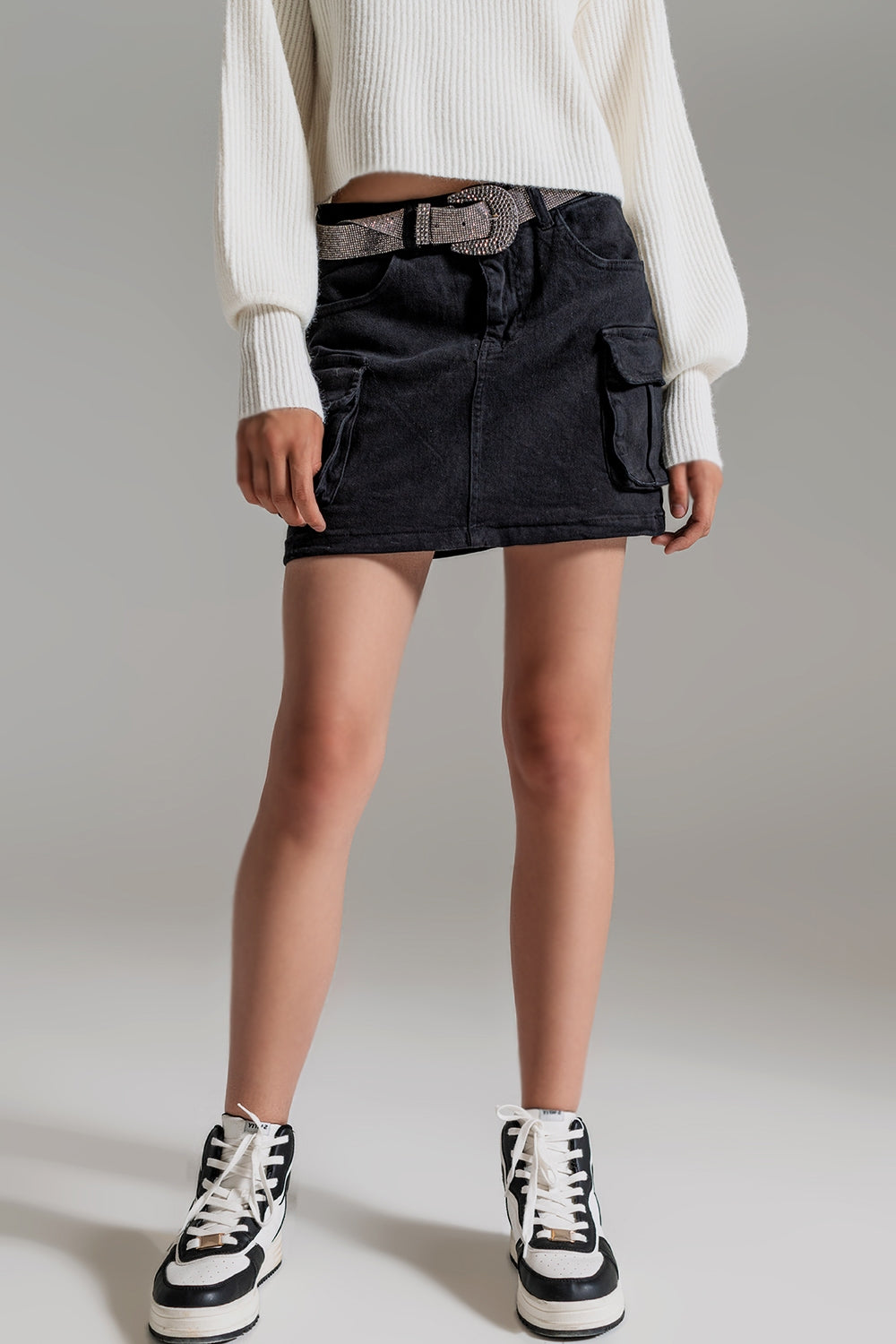 Cargo mini skirt in black | Just Cool Beans — skirts