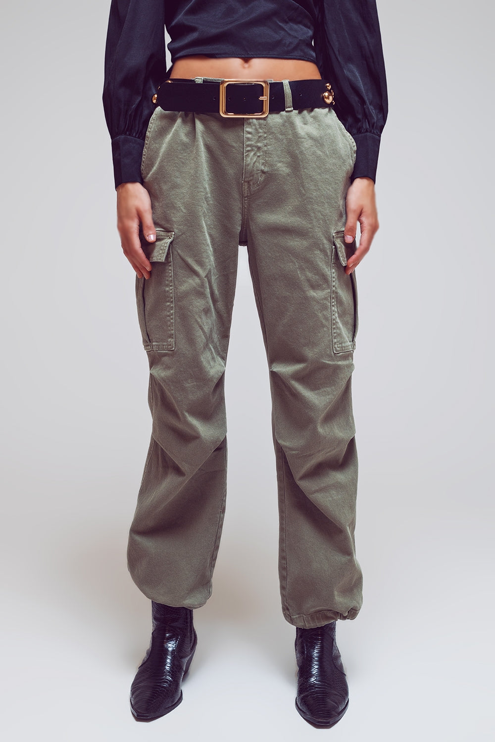 Cargo pants with tassel ends in military green | Just Cool Beans — jeans | bottoms