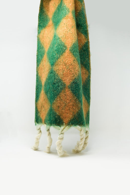 Chunky scarf in argyle pattern in green | Just Cool Beans
