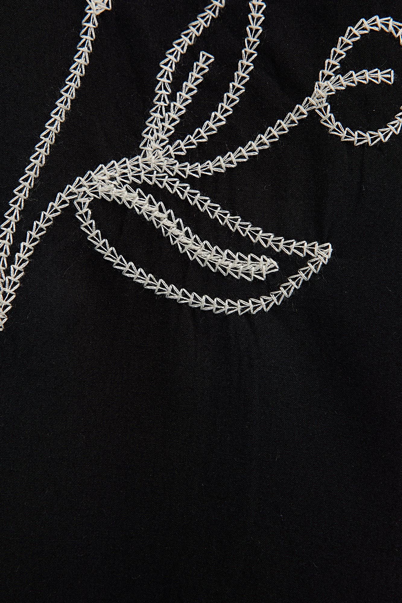 Contrast Embroidered Shirt in Black - Just Cool Beans