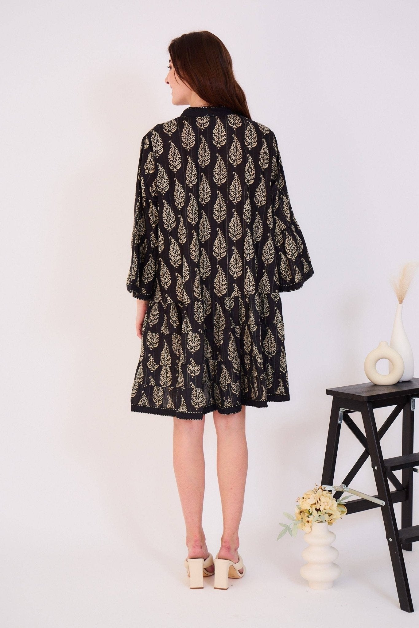 Cotton Bell Sleeve A-Line Dress - Just Cool Beans