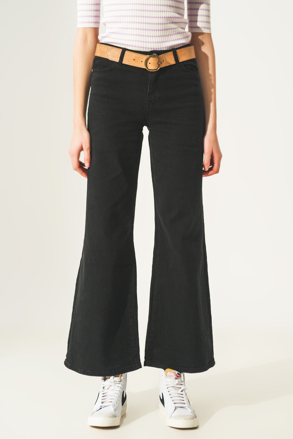 Cotton blend wide leg jeans in black | Just Cool Beans — jeans | the denim shop