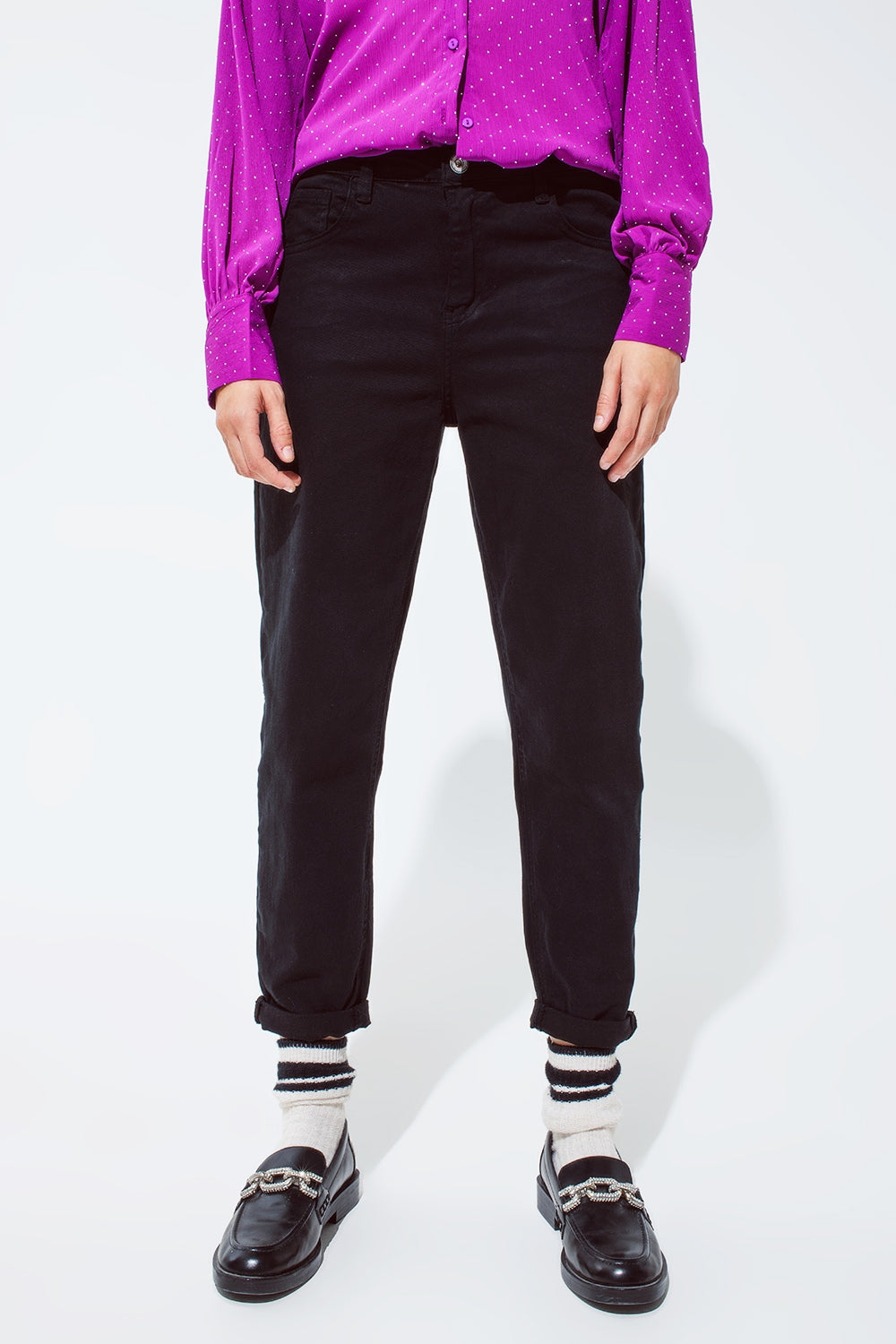 Cotton mid rise slouchy jean in black | Just Cool Beans — jeans | the denim shop