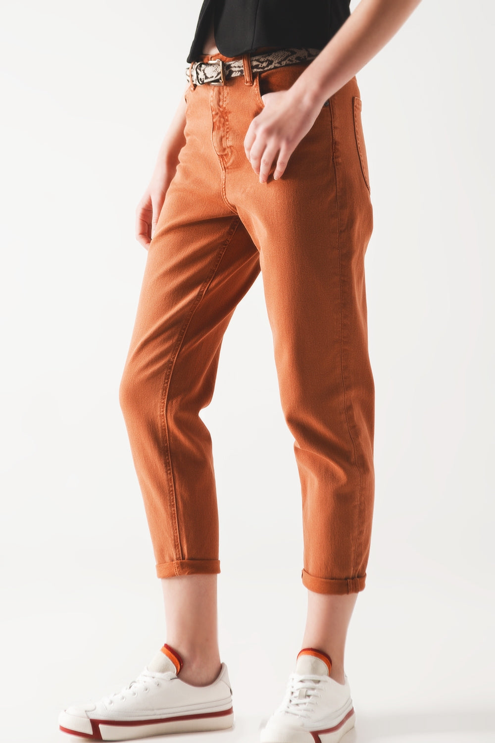 Cotton mid rise slouchy jean in rust | Just Cool Beans — jeans | the denim shop
