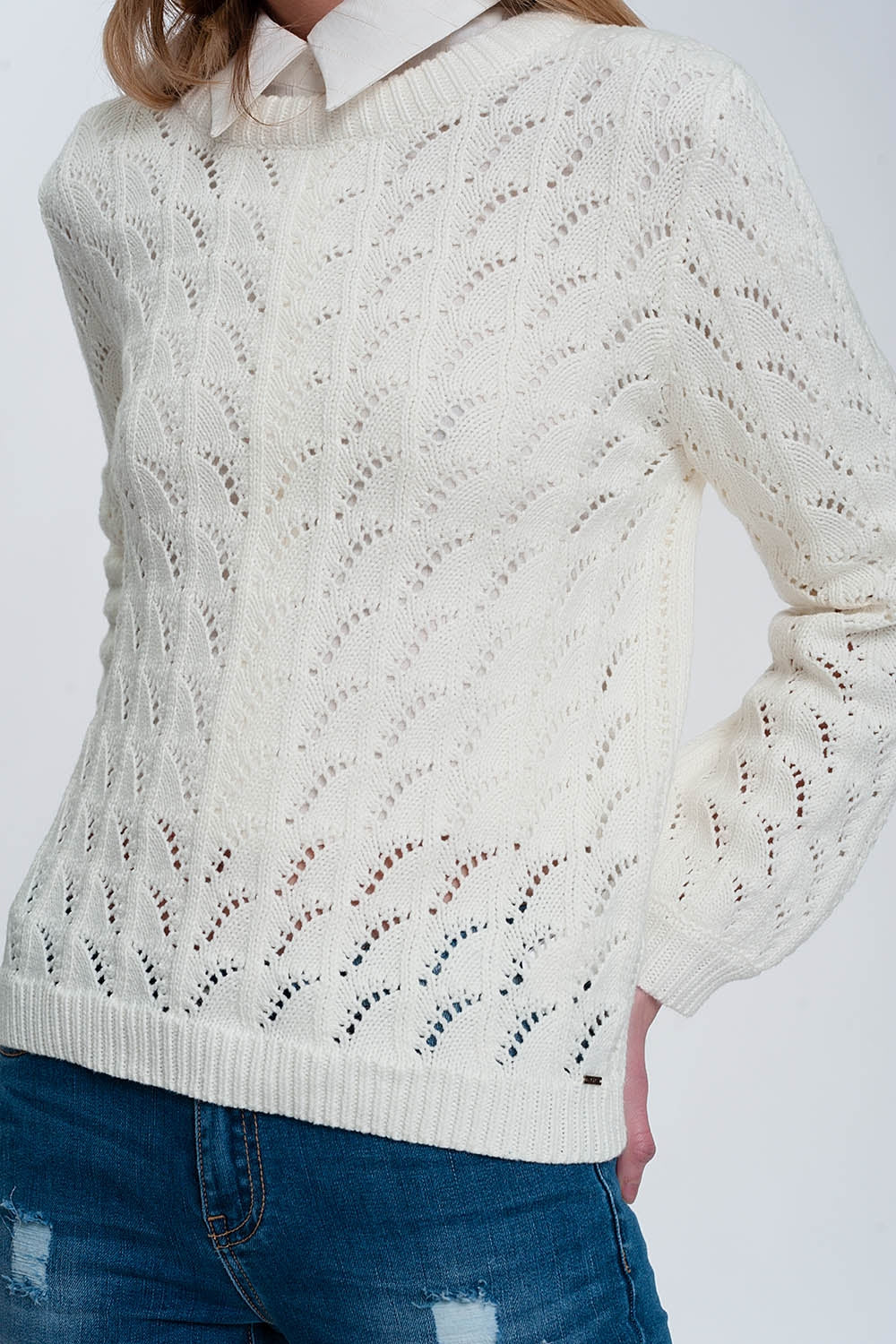 Crochet jumper in cream | Just Cool Beans