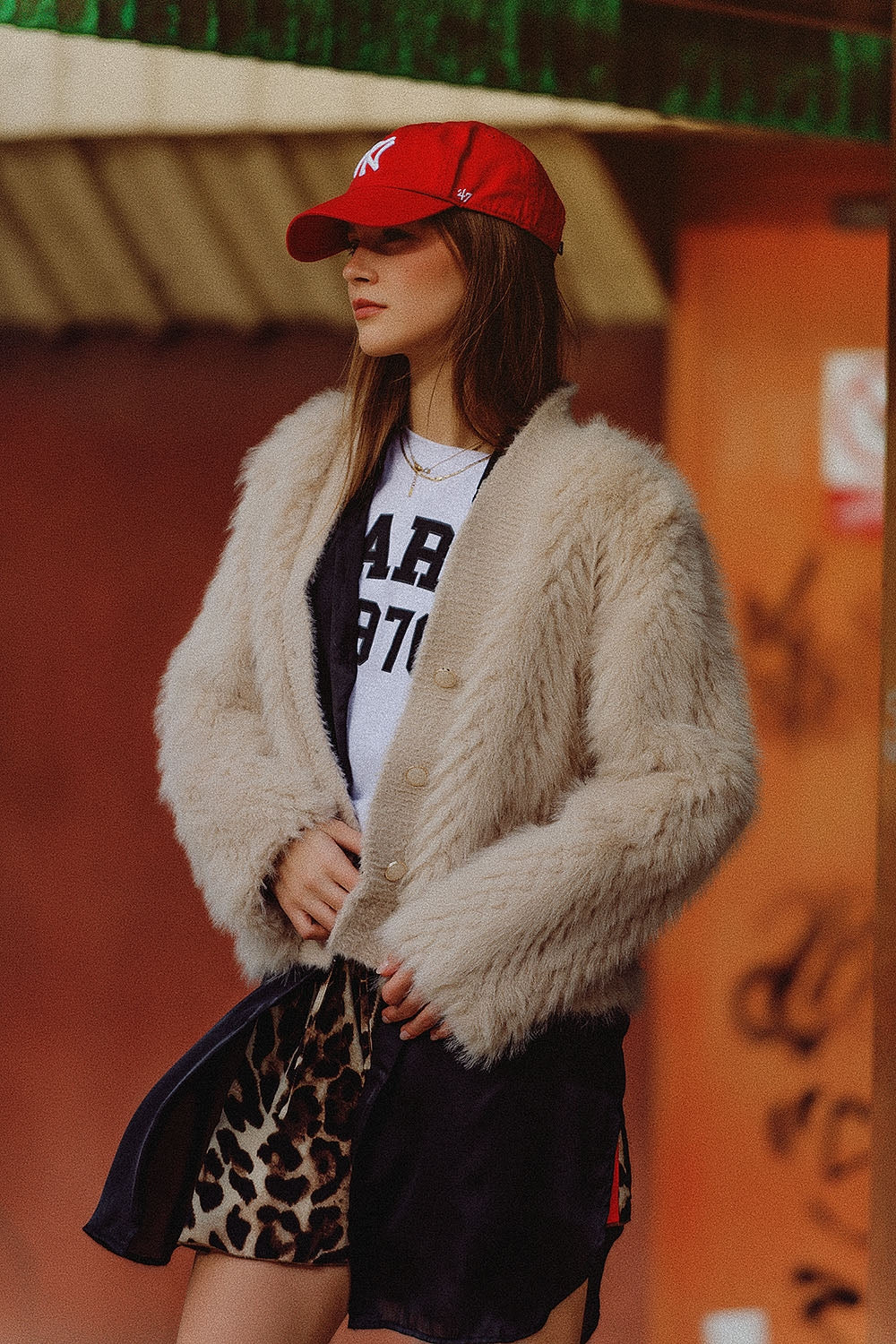 Cropped jacket in beige in fine fur | Just Cool Beans — coats and jackets | jackets