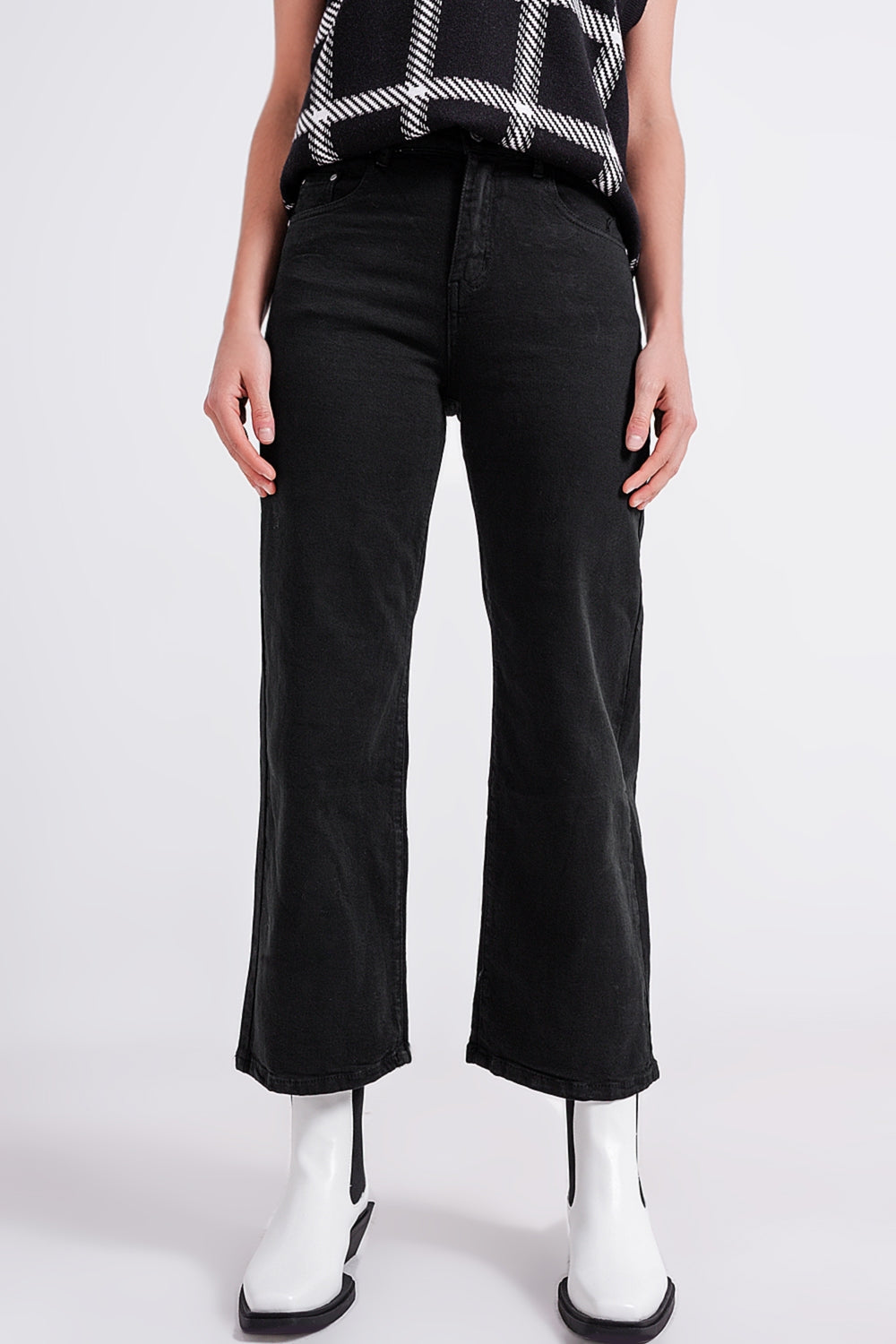 Cropped wide leg jeans in black | Just Cool Beans — jeans | tops