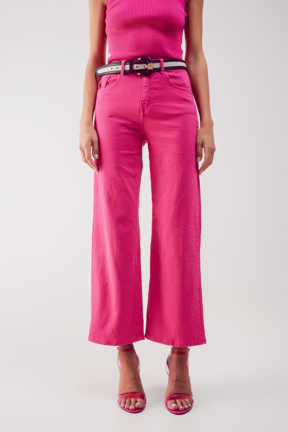 Cropped wide leg jeans in fushia | Just Cool Beans — jeans | tops