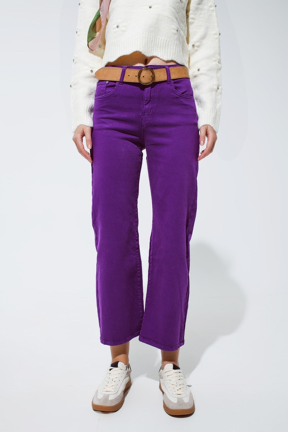 Cropped wide leg jeans in purple | Just Cool Beans — jeans | tops