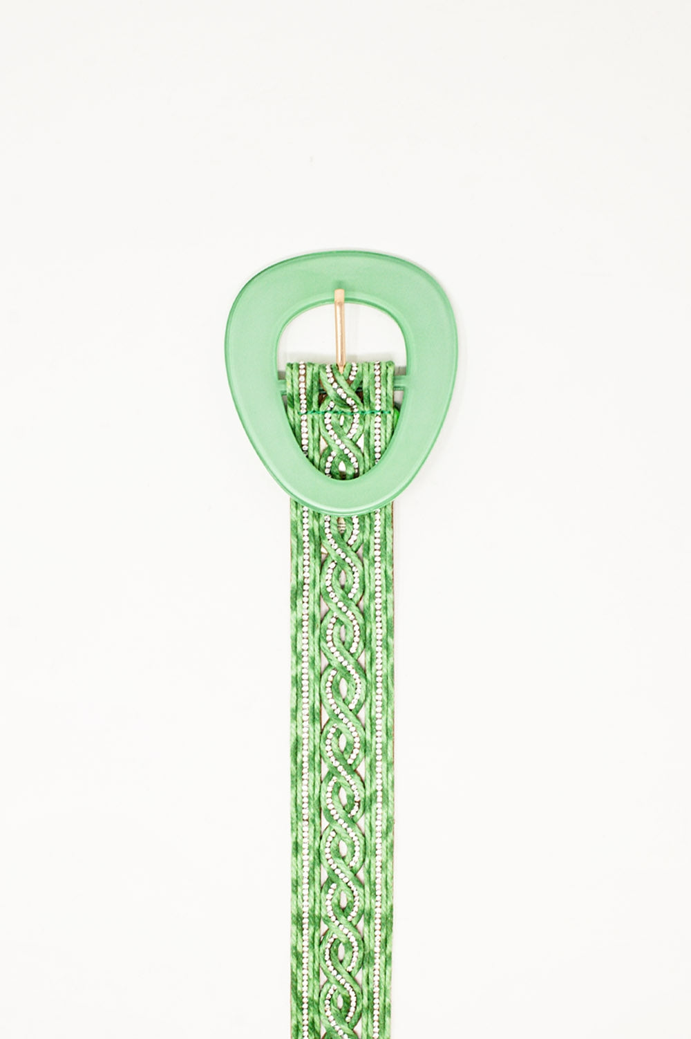 Crystal embellished belt in green | Just Cool Beans