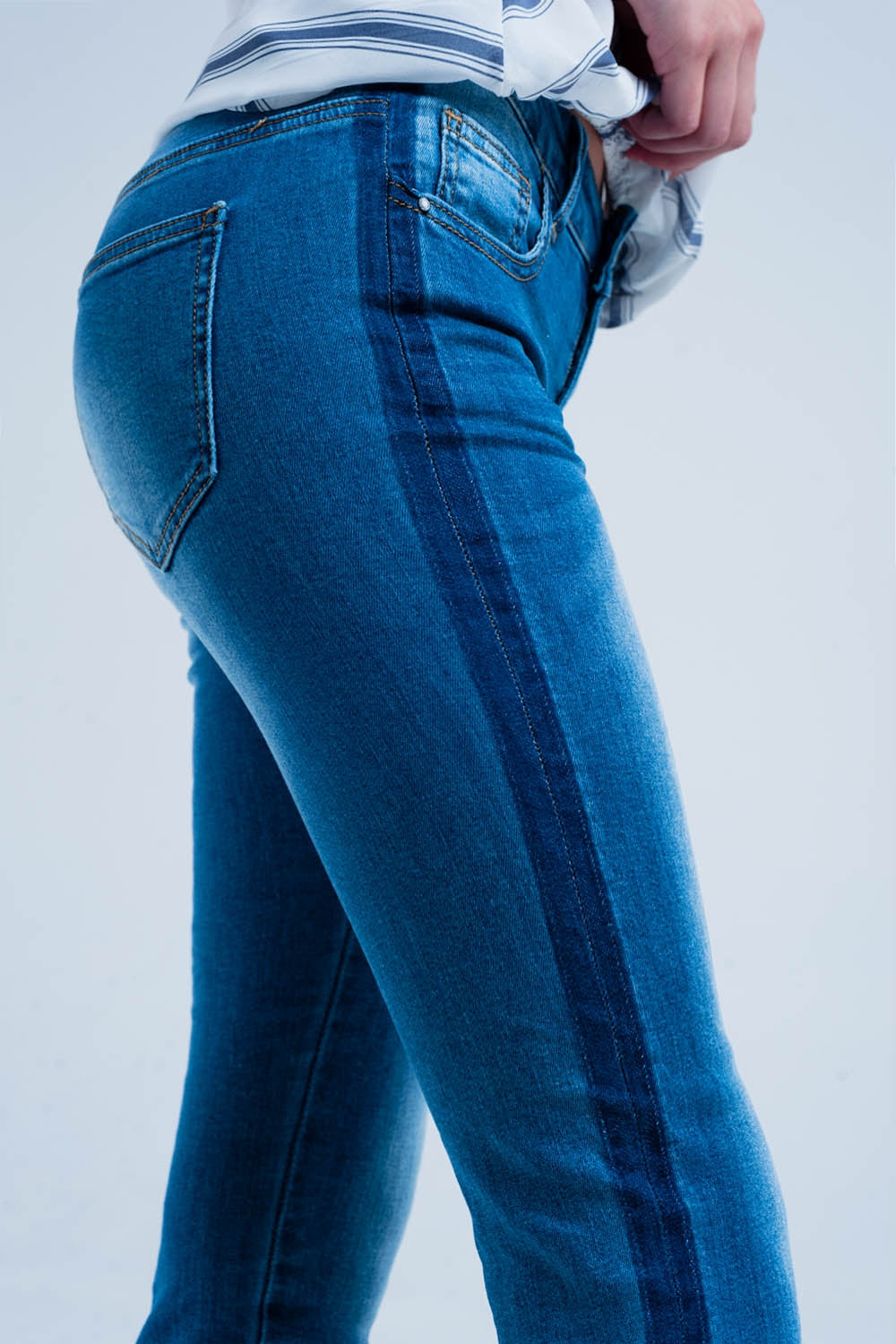 Denim jeans with blue side stripe | Just Cool Beans — jeans | the denim shop