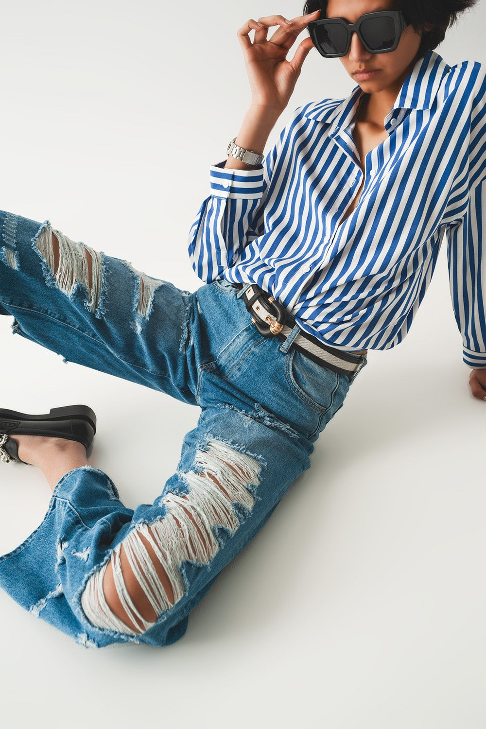 Destroyed boyfriend jeans in blue | Just Cool Beans — jeans | the denim shop