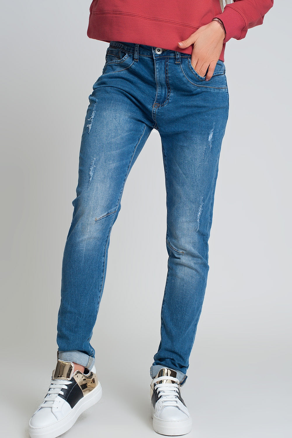 Distressed boyfriend jeans blue denim | Just Cool Beans — jeans | the denim shop
