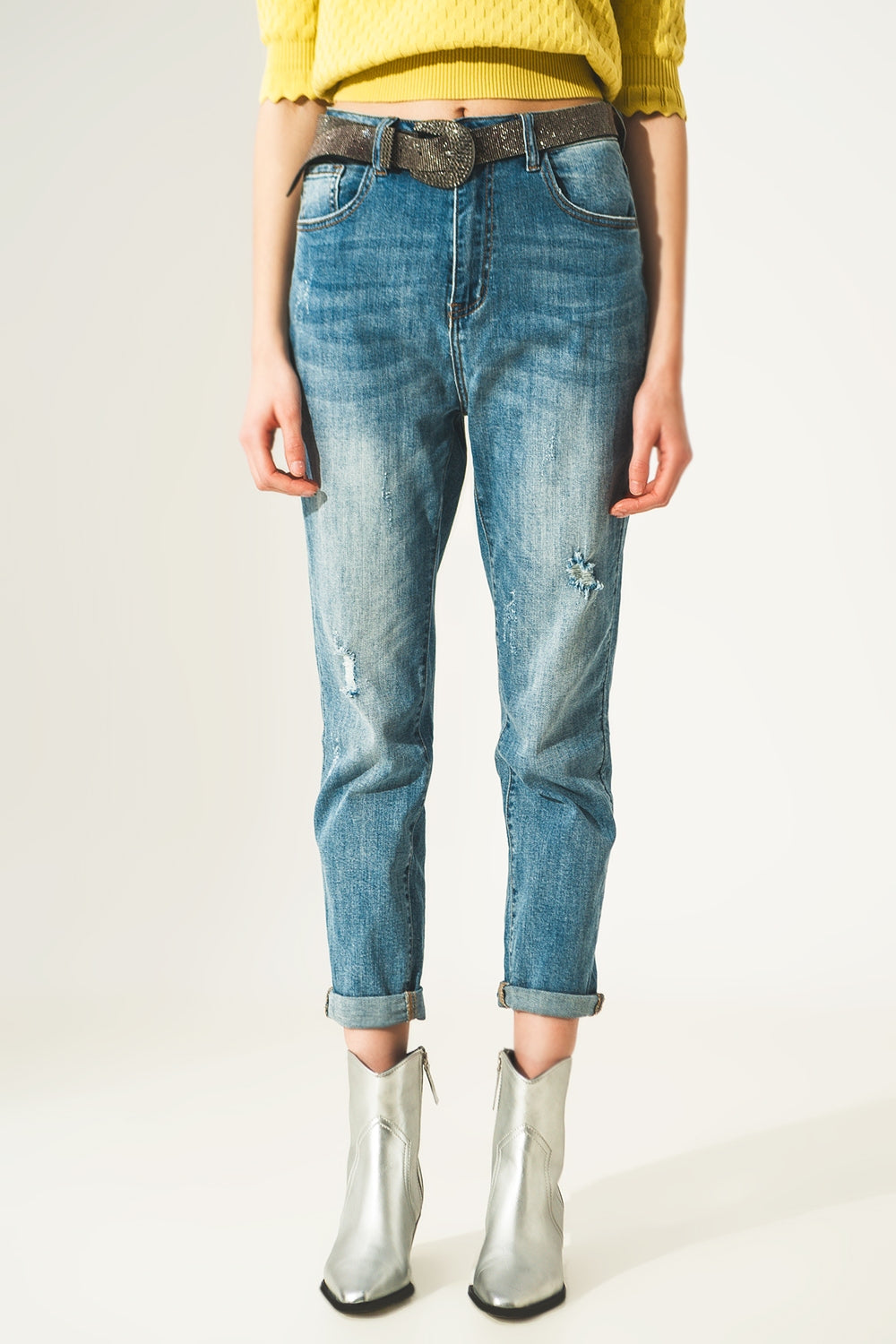 Distressed straight leg jean in light blue | Just Cool Beans — jeans | the denim shop
