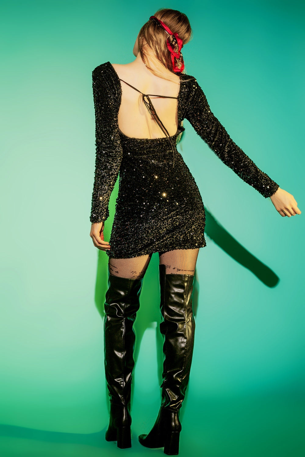 Embellished mini dress in black | Just Cool Beans