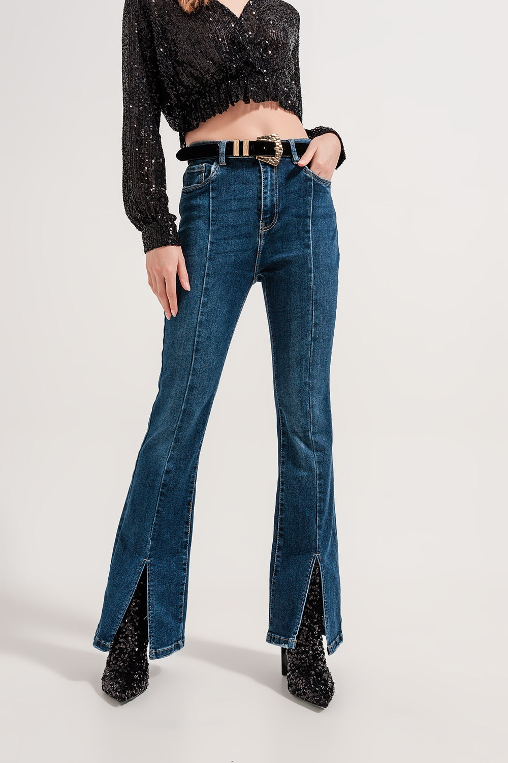Flare jeans with split hem | Just Cool Beans