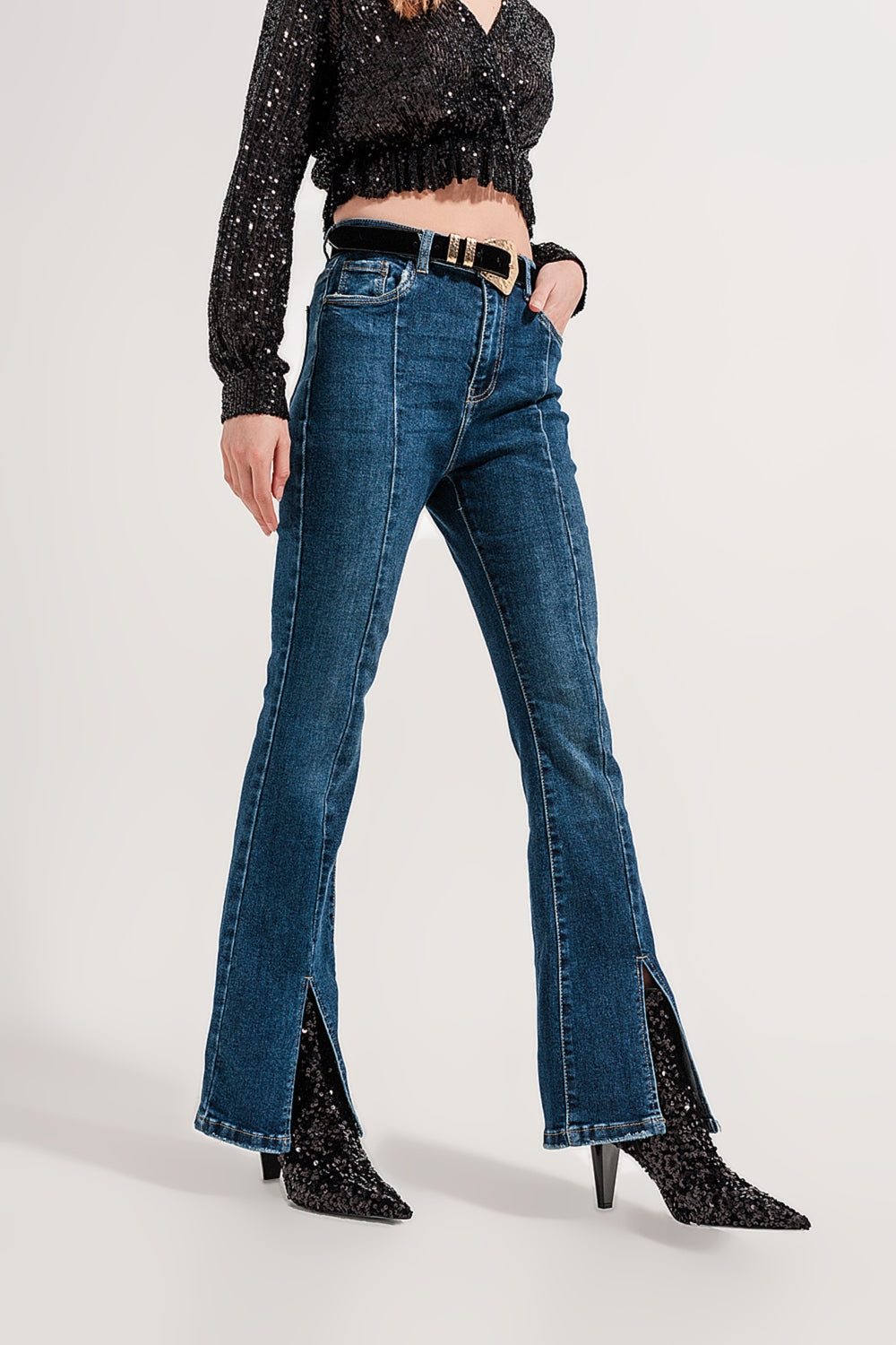 Flare jeans with split hem | Just Cool Beans