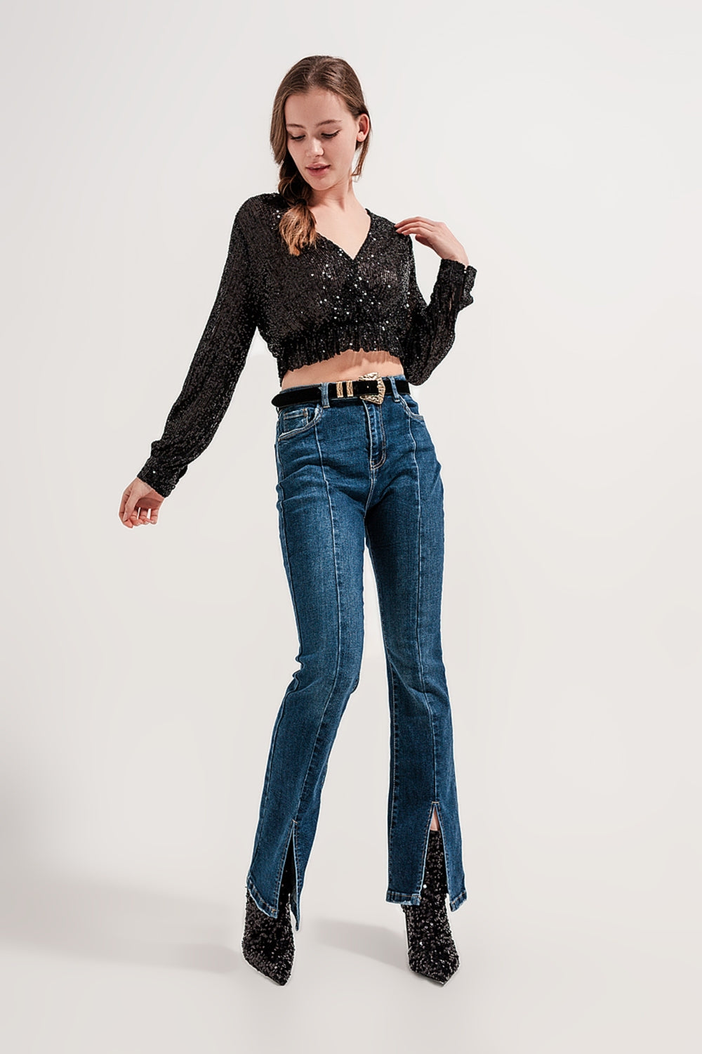 Flare jeans with split hem | Just Cool Beans
