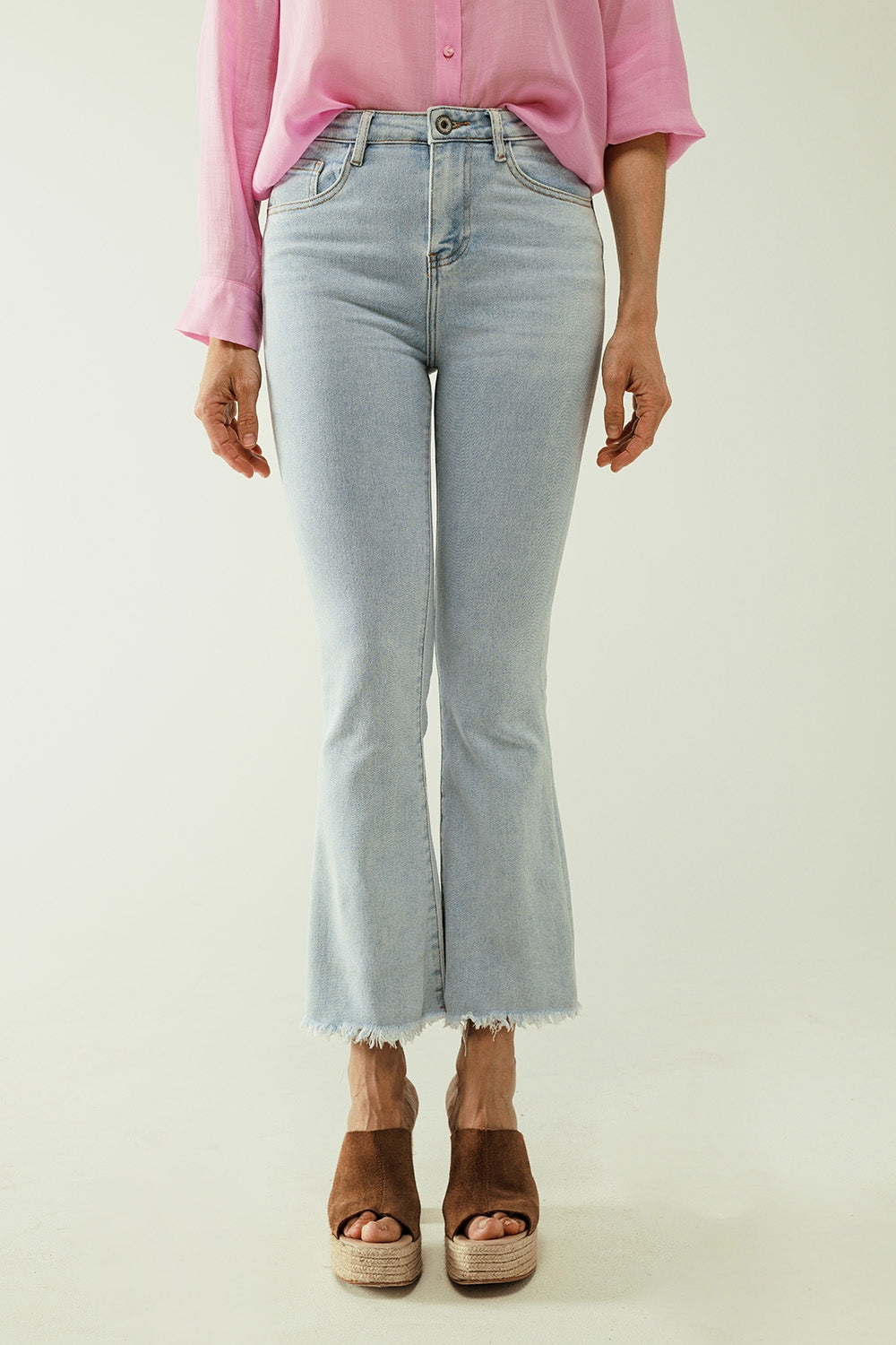 Flared light blue jeans with five pockets and seamless finish | Just Cool Beans — jeans | the denim shop