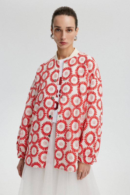 Floral Lace Bomber Jacket - Just Cool Beans