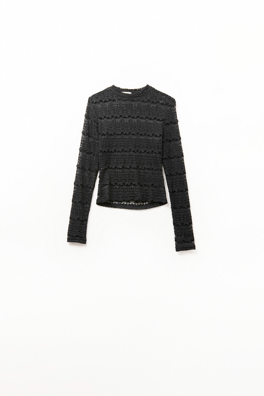 Floral lace top with crew nech in black | Just Cool Beans — tops