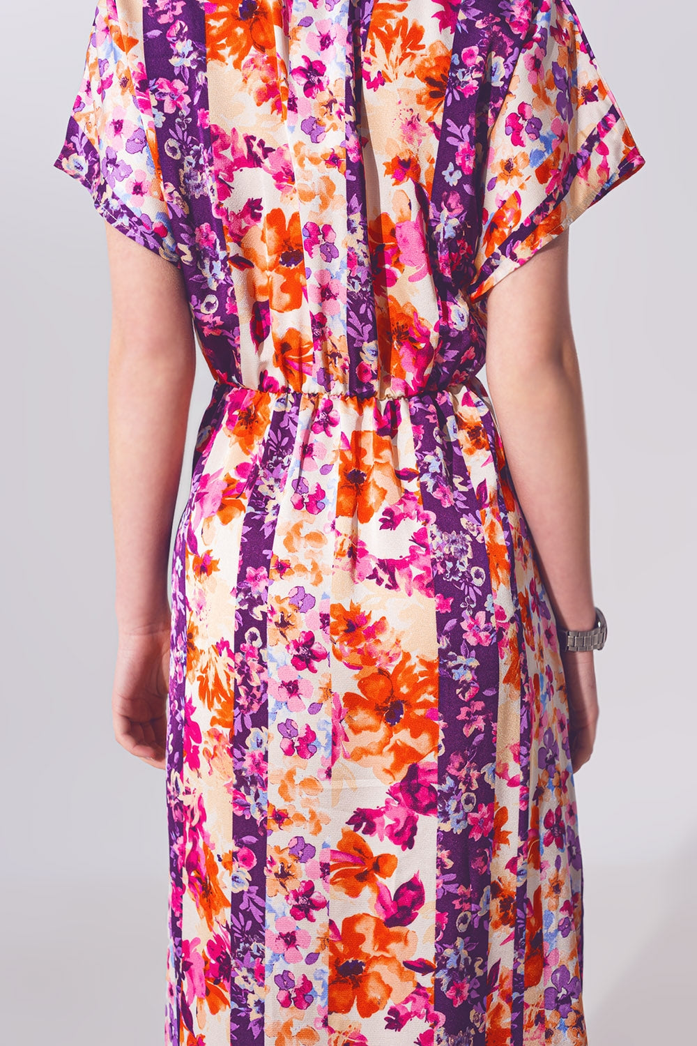 Flower print front knot maxi dress in multicolour | Just Cool Beans