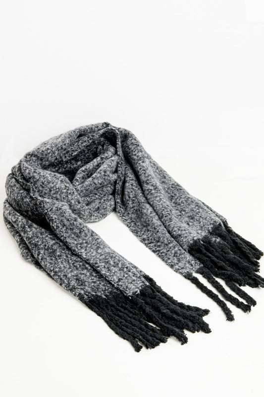 Fluffy tassel scarf in black | Just Cool Beans