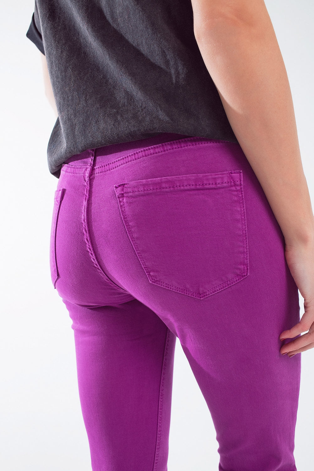 Fuchsia ankle super skinny jeans with soft wrinkles | Just Cool Beans