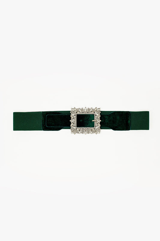 Green belt with rhinestones and adjustable elastic | Just Cool Beans