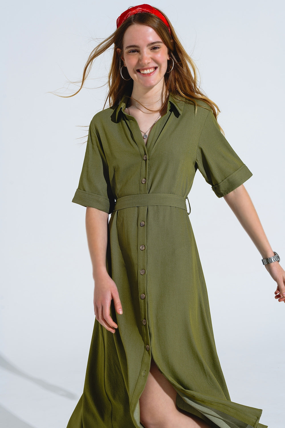 Green maxi shirt dress with polo collar | Just Cool Beans — dresses