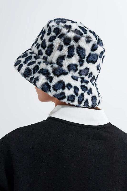 Grey bucket hat in animal print | Just Cool Beans