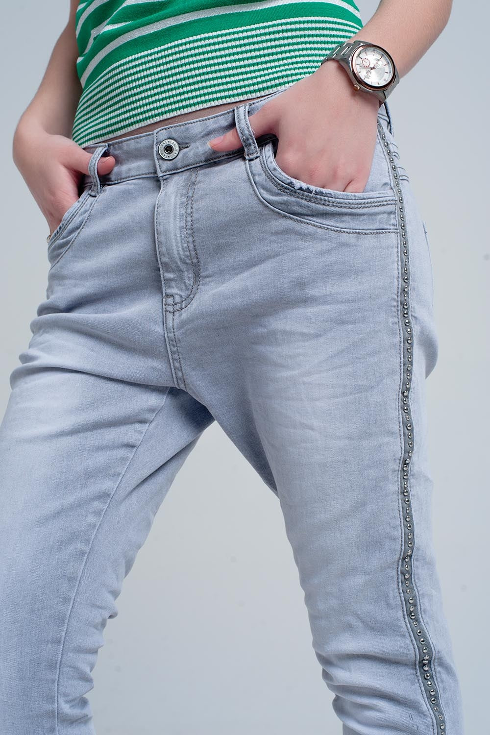 Grey jeans with detail metalic | Just Cool Beans — jeans | the denim shop