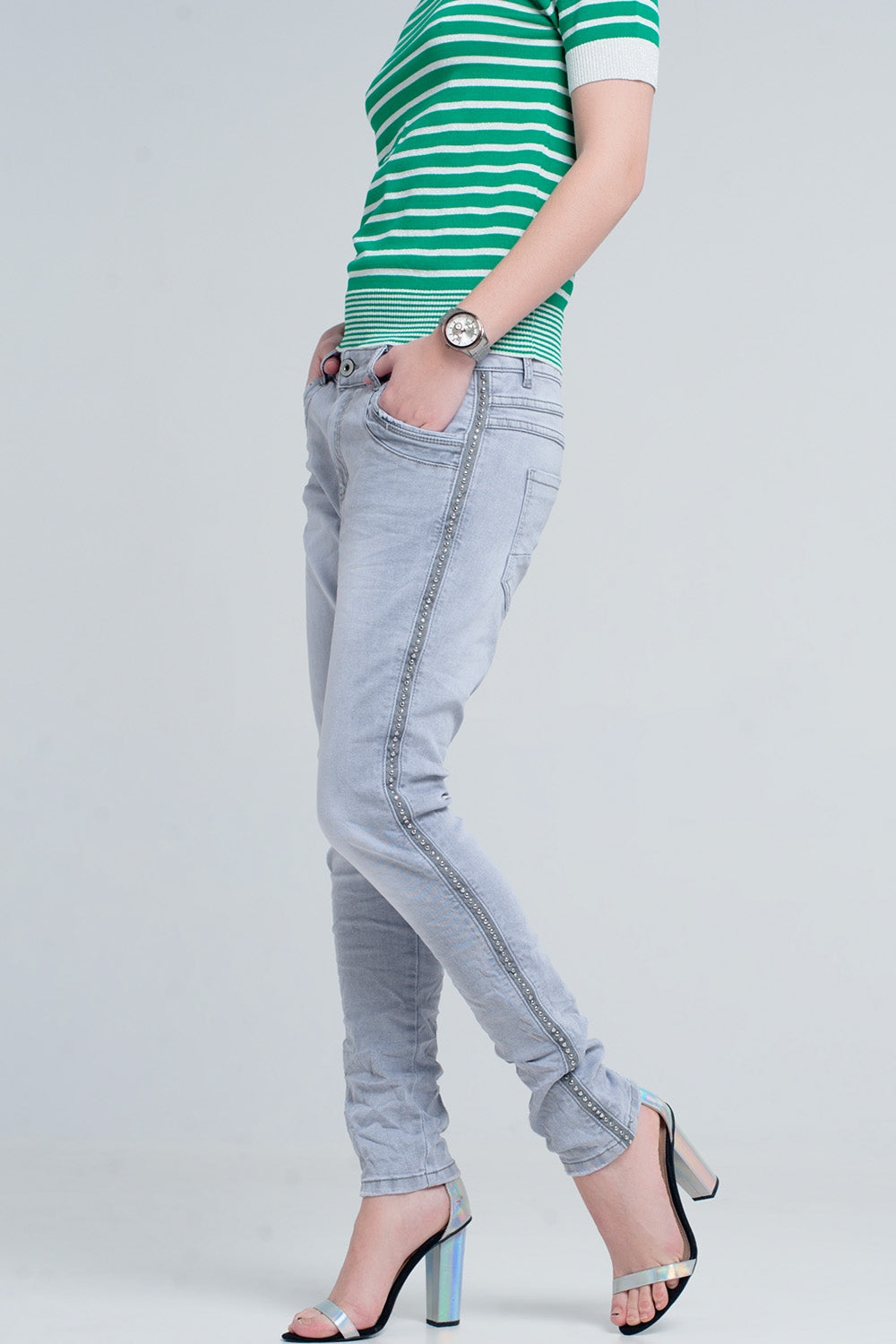Grey jeans with detail metalic | Just Cool Beans