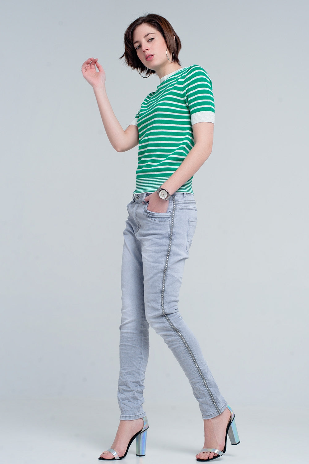 Grey jeans with detail metalic | Just Cool Beans