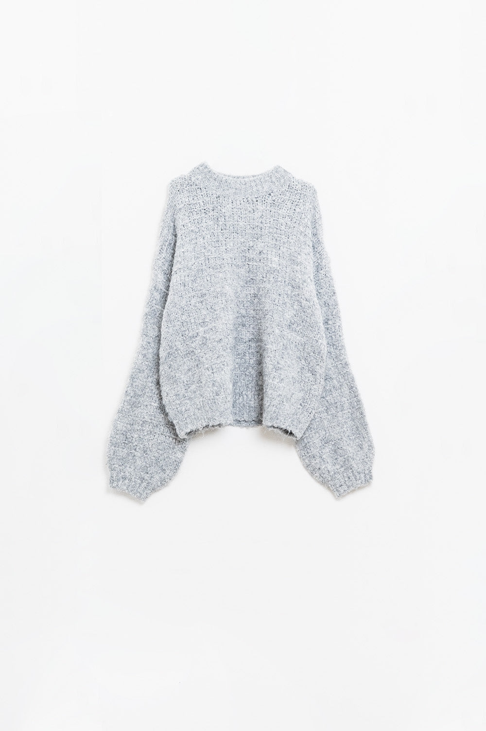 Grey oversized knit sweater with balloon sleeves | Just Cool Beans — sweaters | tops